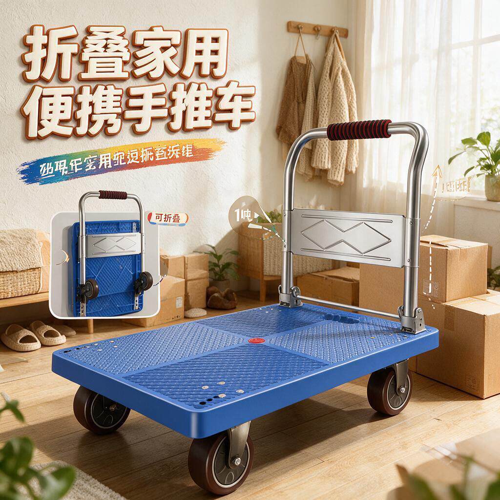 小推车搬运神器拉货拖车折叠家用便携手车手拉车平板车滑轮小拉车