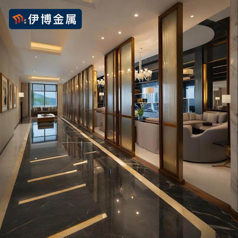 304不锈钢屏风格栅镂空雕花格高档餐厅酒店大堂玻璃隔断遮挡装饰