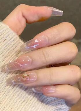 24pcs/box Fake Nails Press on Short Reusable with Designs Se