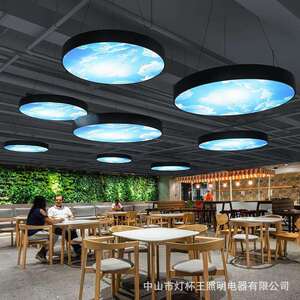 新款直销办公室led吊灯会议室现代简约实心圆形健身房店铺商用蓝