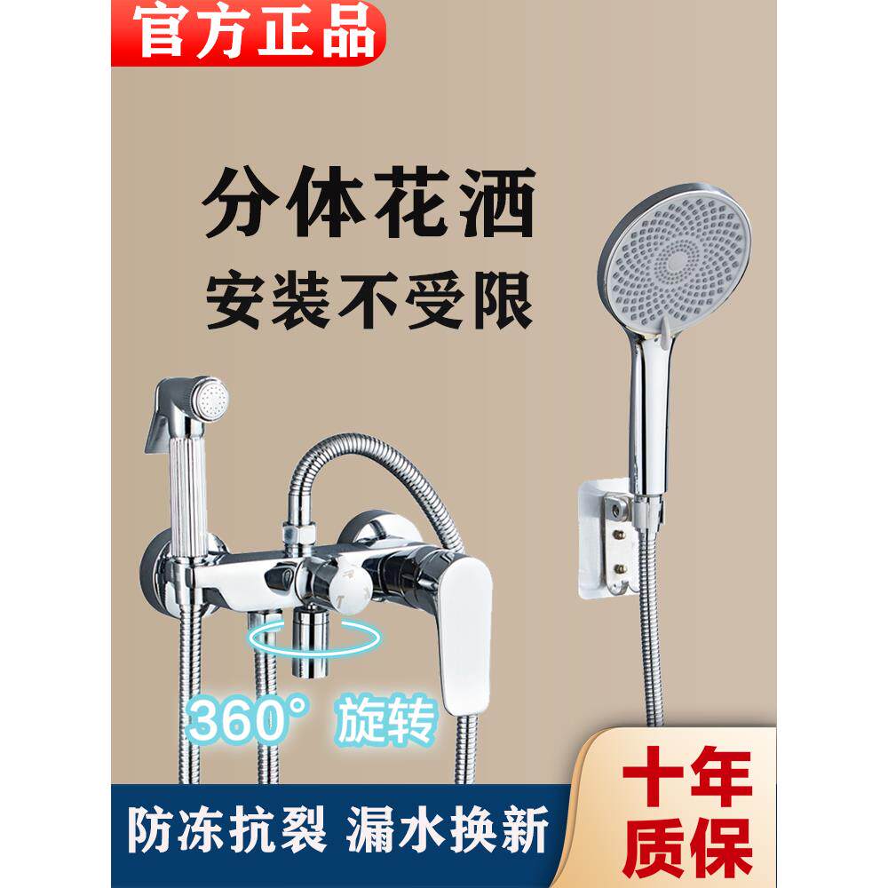 全铜简易花洒无顶喷淋浴套装喷头浴室莲蓬头家用手持增压不带顶喷