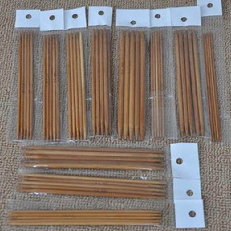 新款漂白 碳化 编织毛衣针手套针竹针长度13CM一套11付2.0-5.0