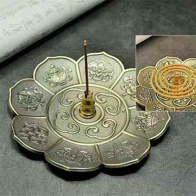 八宝香盘香炉家用室内香碟檀香薰炉书房檀香炉仿古荷花樱花线香炉