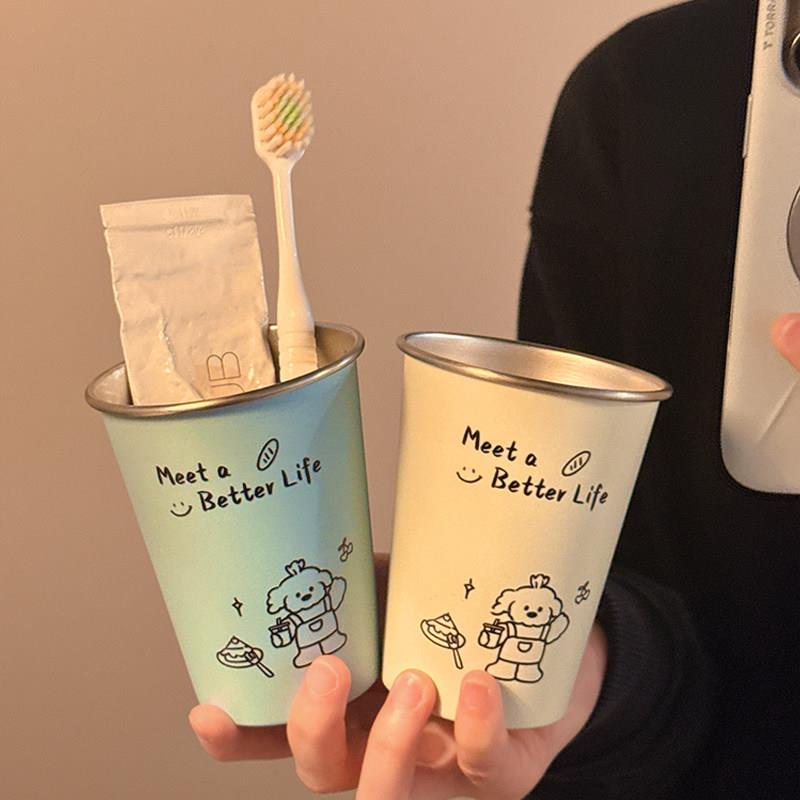 可爱304不锈钢家漱口杯用牙缸牙具杯情洗侣漱杯子学生宿舍刷牙杯