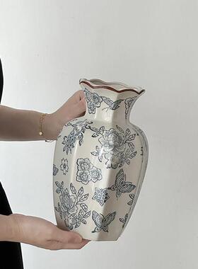 花瓶摆件客厅插花陶瓷青花瓷水养鲜花花器覆古陶罐玄关桌面装饰