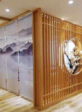 产地木新中式实木风43108直条花格玄关屏东阳店酒办公隔断
