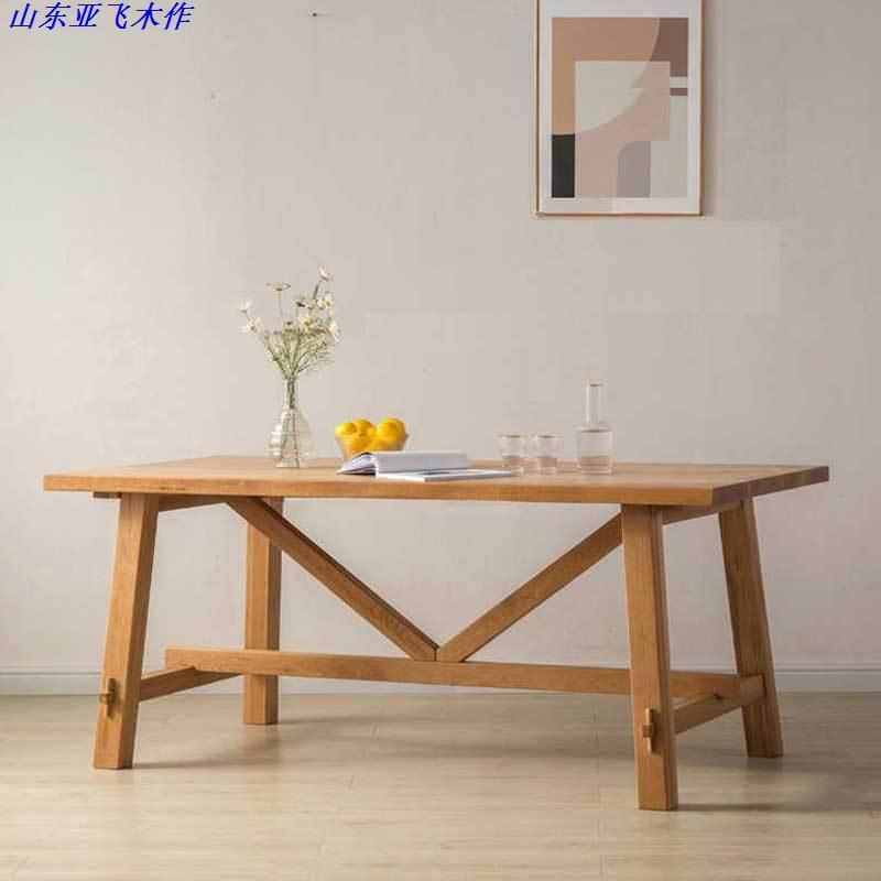 日式实木麦肯伯餐桌 北欧简约白橡木大板桌 家用工作樱桃木写字台