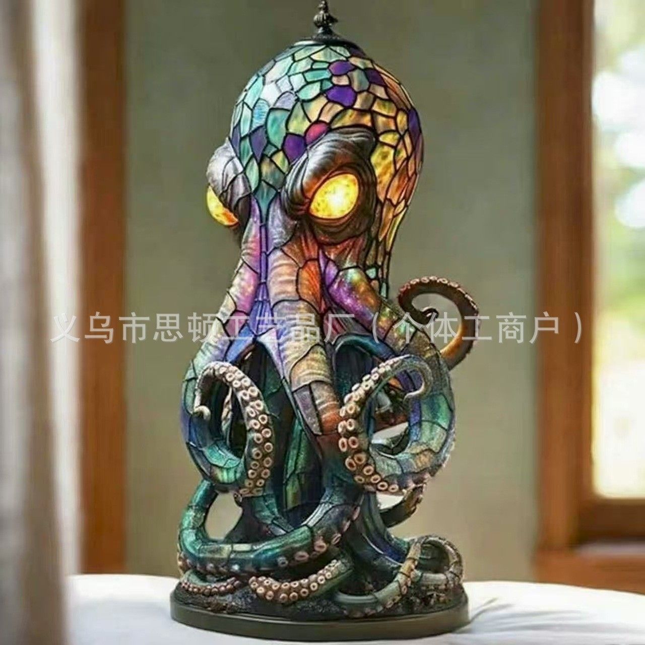 Stained Glass Style Resin Octopus Lamps章鱼灯台灯夜灯