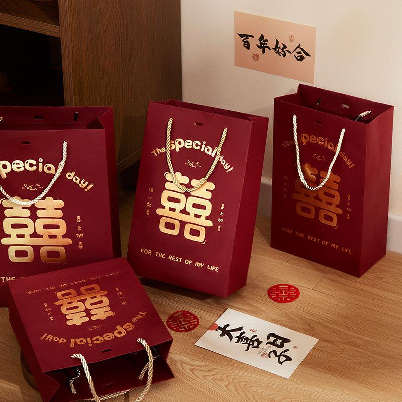 喜糖袋结婚伴手礼婚礼专用手提盒婚庆回礼袋子礼盒礼品袋喜袋空盒
