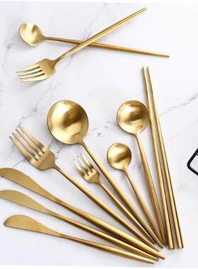 Gold Cutlery Steak Knife Fork Coffee Spoon Teaspoon Butter