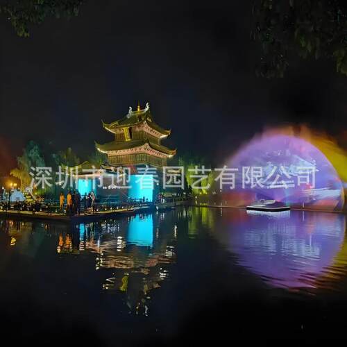 户外河面激光水幕电影扇形水幕瀑布新型大型水幕喷泉上门勘察安装