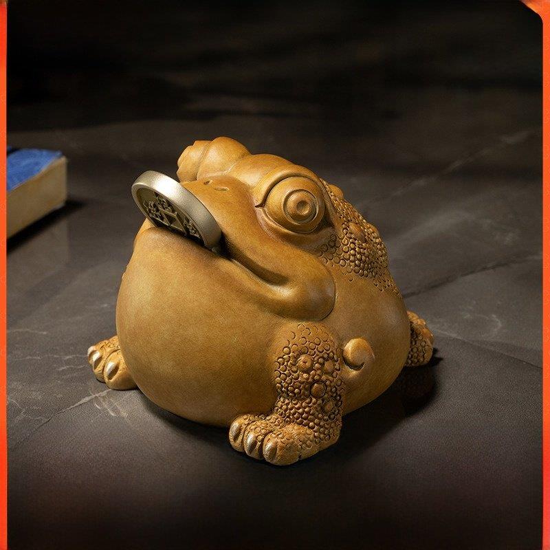 点铜大师铜饰品《小金蟾蜍》桌面小玩意招财三脚金蟾蜍新店开业礼