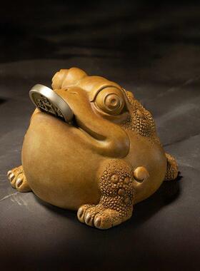 点铜大师铜饰品《小金蟾蜍》桌面小玩意招财三脚金蟾蜍新店开业礼