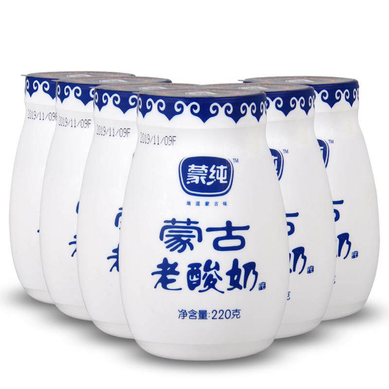 蒙纯老酸奶220g×6罐无增稠剂 生牛乳制造原味凝固型酸奶