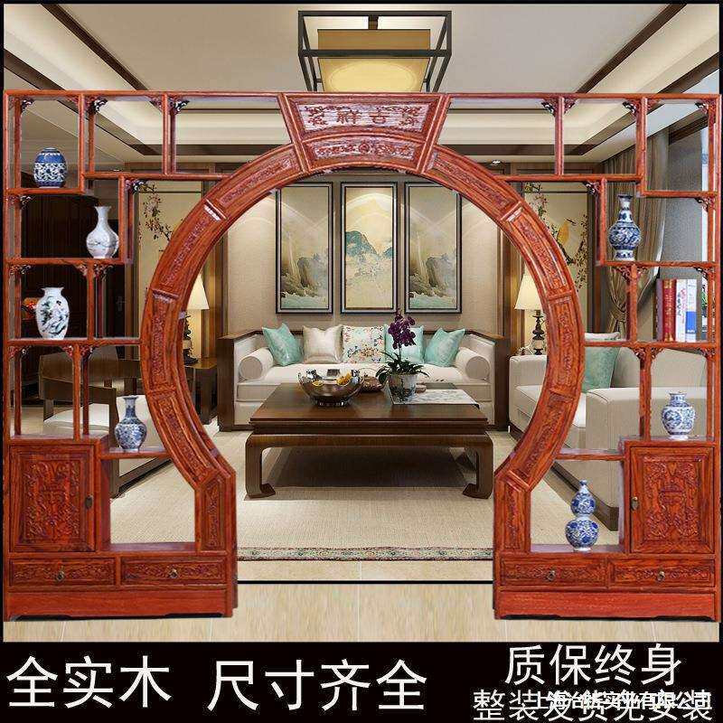 博古架隔断架客厅66古月博古中式圆门客月洞门洞门实木古董门月亮
