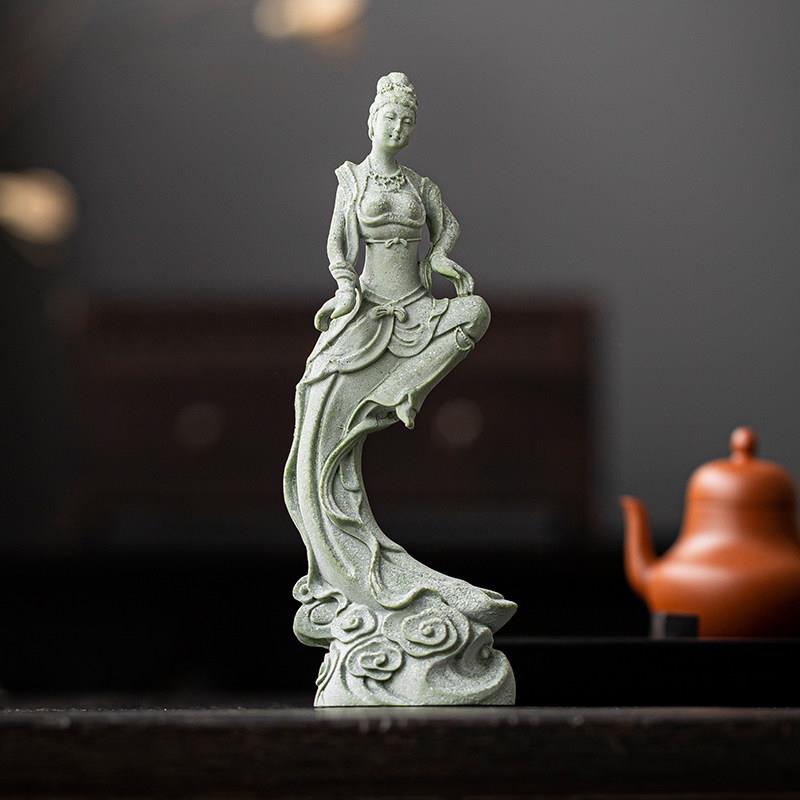故语 敦煌系列文创茶桌摆件家居装饰鱼缸造景青砂石茶宠飞天舞女