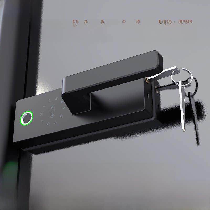 玻璃门指纹锁单双开高隔间执手隔断办公室智能门锁电子刷卡密码锁