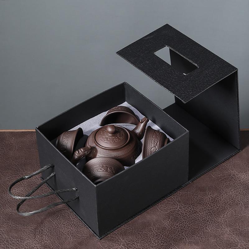 旅行紫砂茶具套装一壶4杯陶瓷功夫茶具户外家用简约办公茶壶茶杯