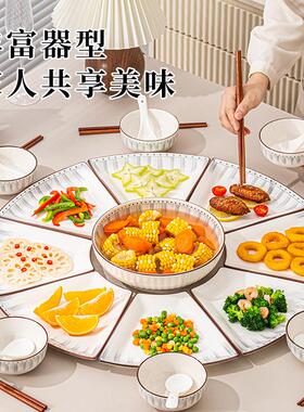 日桌VWN具式家拼用盘组合陶瓷餐具过年圆套盘家庭聚餐团圆送礼餐