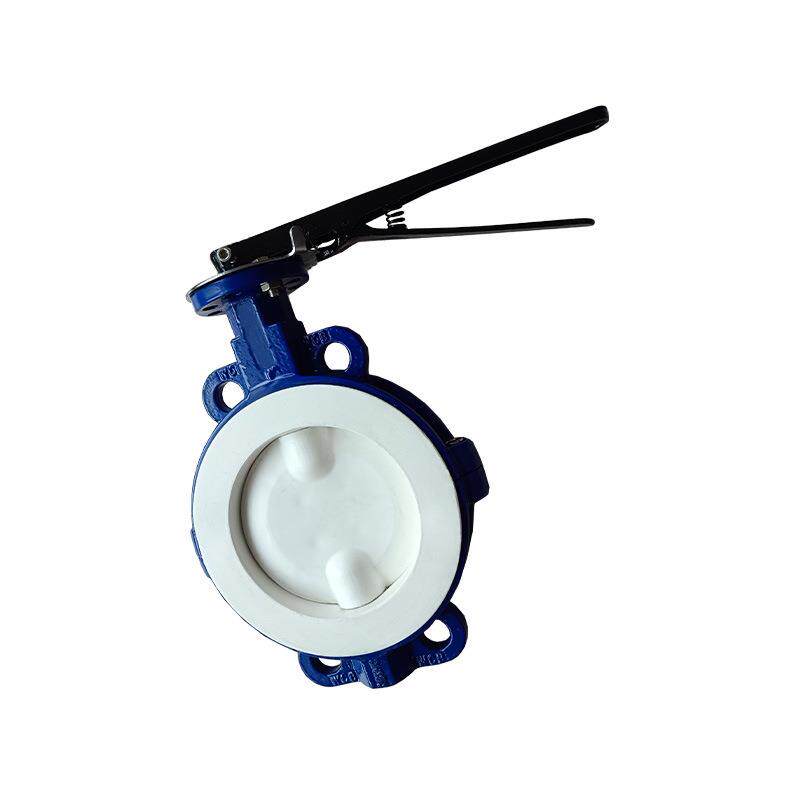 衬氟蝶阀D71F4-16C手柄对夹式低压蝶阀手动衬四氟蝶阀wcb厂家供应