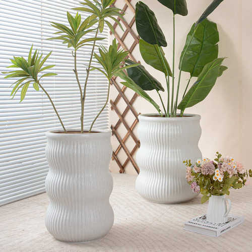 简约葫芦款大口径种树陶瓷花盆家用客厅百合竹龙舌兰阳台专用盆栽