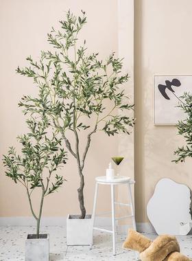 仿真物盆栽仿生假绿植摆件仿真厅橄榄树假植树内客室卧tb-66404室