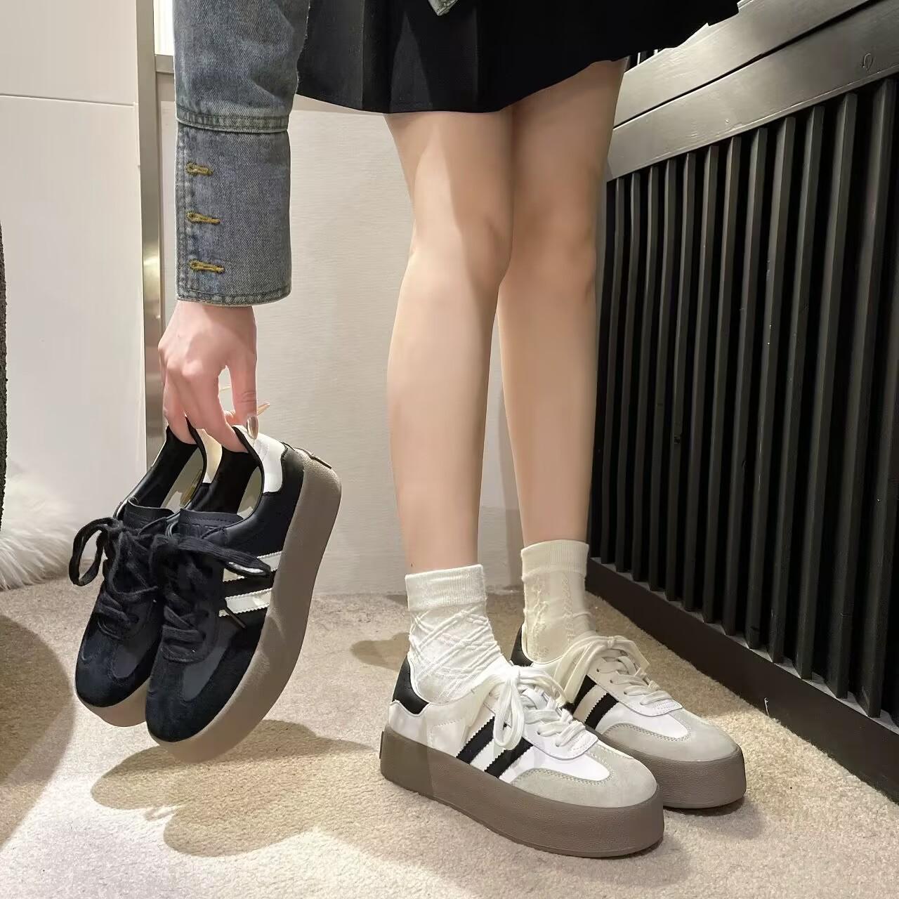 众学生厚底皮面软底复古老爹鞋