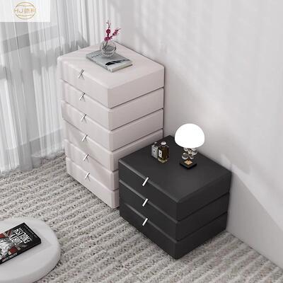 边意式极简头柜简约现FLW代旋转木实床柜卧室创意转向储物柜床床