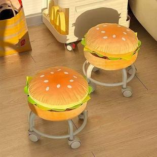 滑轮汉堡儿童创意溜溜椅网红可移动换鞋凳家用矮凳实用经济