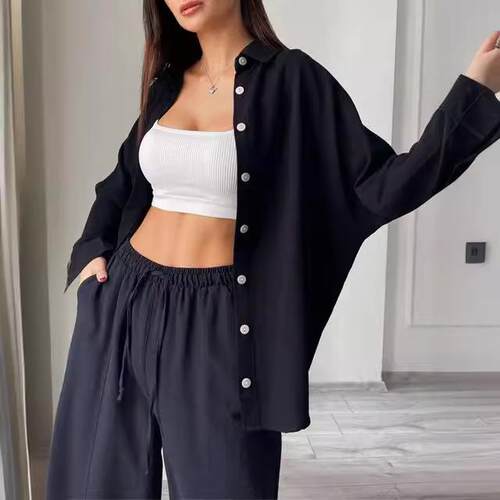 Set, collar, long sleeved shirt, top, harem pants,