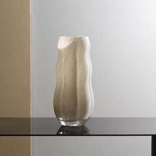 轻奢高级感中古透明玻璃花瓶客厅摆件高档餐桌电视柜插花装 饰花器