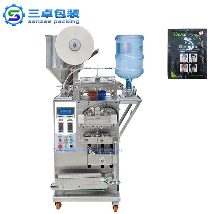 供应润发膏包装机双料桶液体包装机立式润滑黑发液体包装机
