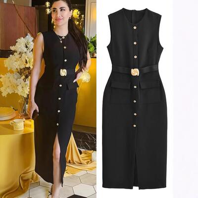 Women's Black Dress Summer 2025 Sleeveless Elegant Formal