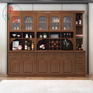 现代简约实木酒柜客厅靠墙餐边柜餐厅储物收纳高边柜厨房茶水碗柜