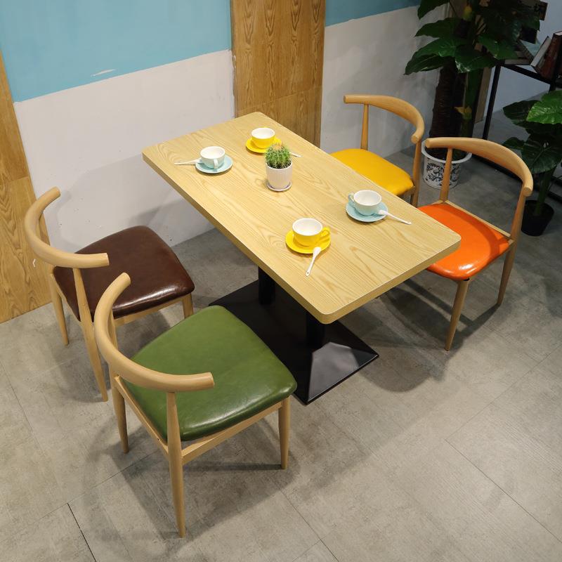 牛角椅小吃奶茶甜品汉堡店咖啡厅食堂餐饮饭店西餐厅快餐桌椅组合