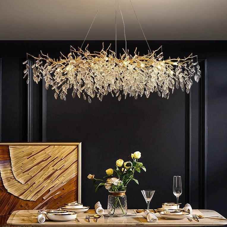 后现代轻奢水晶吊灯高档简约大气别墅树枝楼客厅餐厅卧室意式灯具