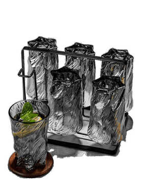 杯子冰川纹玻璃杯家用待客杯子喝水杯喝茶杯女高颜值套装透明泡茶