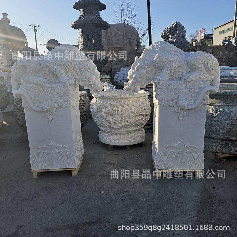 定制石雕吸水兽汉白玉避水兽蚣蝮瑞兽龙生九子貔貅麒麟流水吞金兽