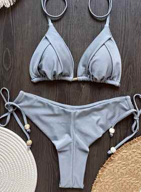 Lace up drawstring swimsuit split set系带抽绳比基尼分体套装