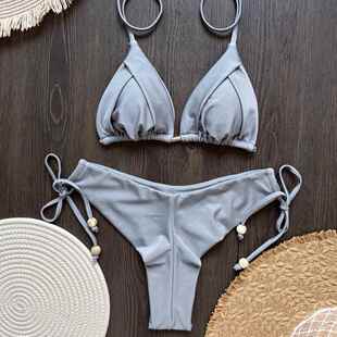 set系带抽绳比基尼分体套装 Lace split swimsuit drawstring