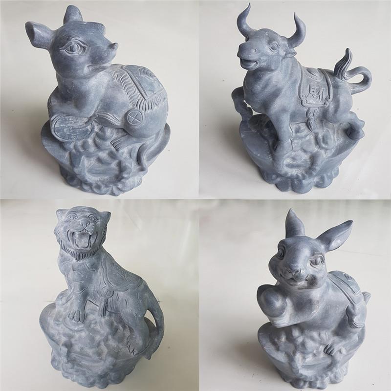 石雕2生肖青石件摆石材雕刻鼠牛1虎兔龙蛇羊QKN猴马鸡狗猪石头生