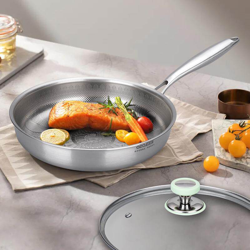 有钛孔雀纹平底锅煎牛排煎蛋烙饼家用钛煎锅零涂层不挑炉灶炒菜锅