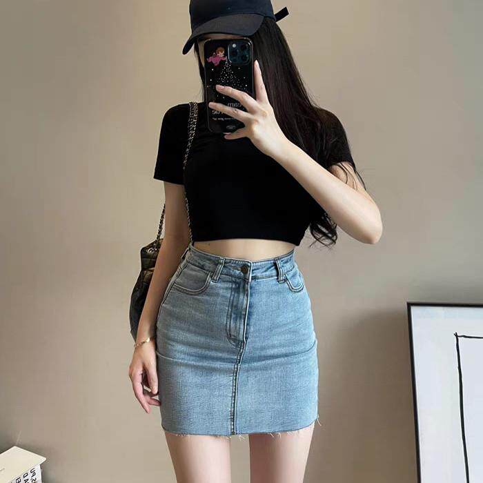 牛仔包臀裙紧身半身裙女2025夏季性感高腰弹力显瘦辣妹短裙子