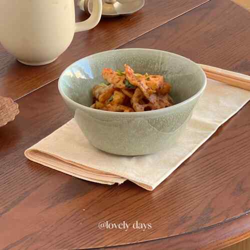 lovely days ins嫩绿色亮釉窑变渐变纹理陶瓷釉下彩酸奶碗小食碗