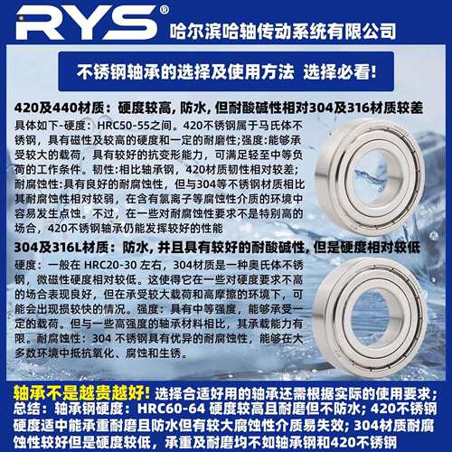 RYS 不锈钢轴承 6306 6307 6308 6309 6310 6311 ZZ 440 304材质
