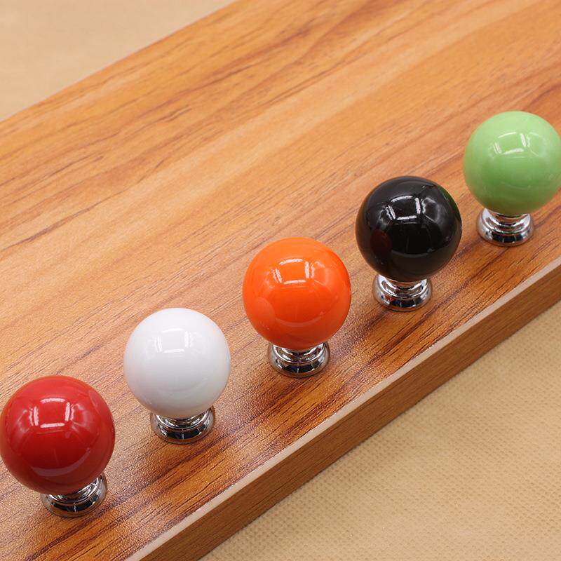 锌合金彩色陶瓷拉手柜门儿童拉手球圆球型单孔拉手瓶子盖手柄把手