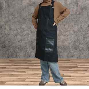 蜡布防污围裙厨房家帆简用约无品牌 百搭工作服围裙定制log干o罩