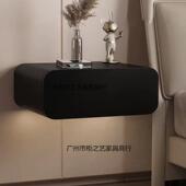 轻全实木悬边浮床头柜床柜极简风QZP网红柜储物白色悬挂奢挂墙床