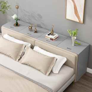 9U实木床头柜缝隙床窄夹米柜卧室榻榻尾长条床边收纳缝储F77T56SS