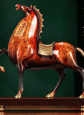 全铜唐马摆件马到成功大漆工艺礼品摆饰办公室客厅玄关装饰乔迁开